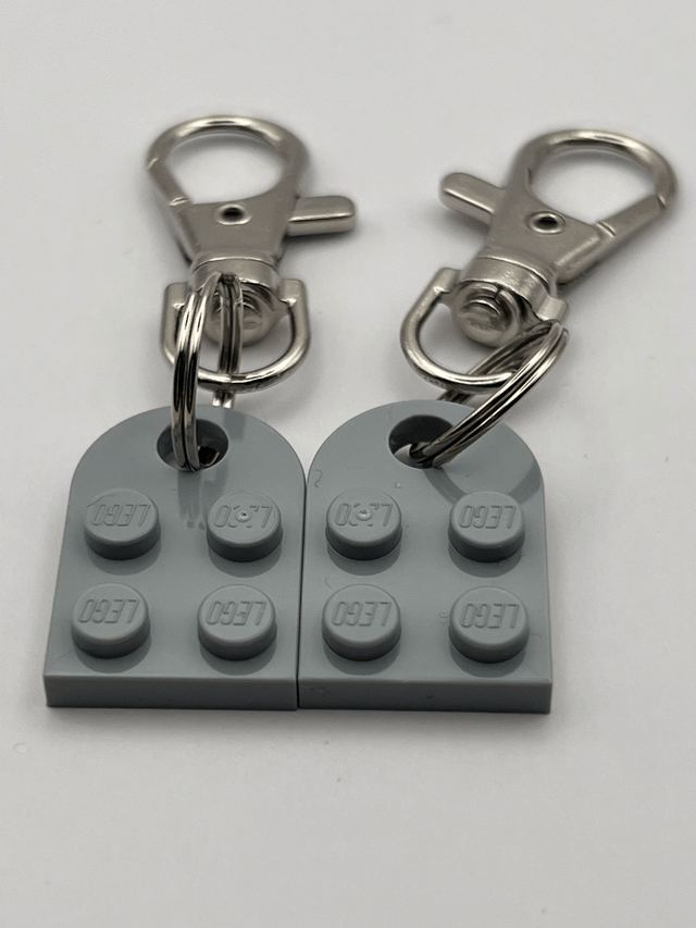 Lego Heart Keyring - Light Grey.