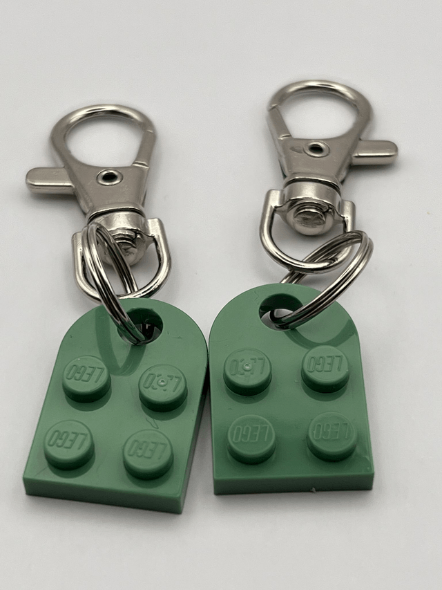 Lego Heart Keyring - Sage Green.