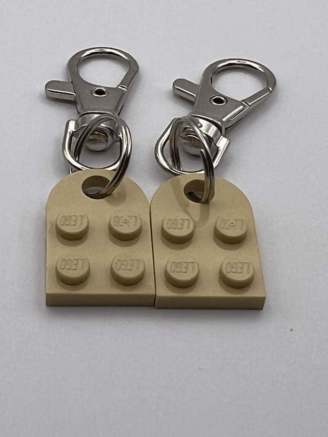 Lego Heart Keyring - Beige.