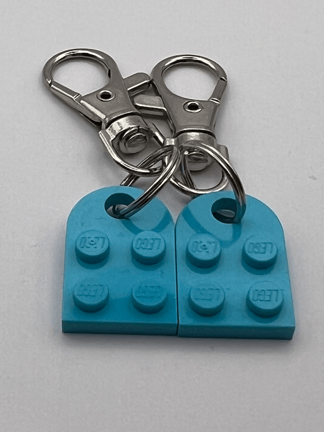 Lego Heart Keyring - Light Blue.