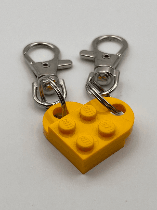Lego Heart Keyring - Pale Orange.
